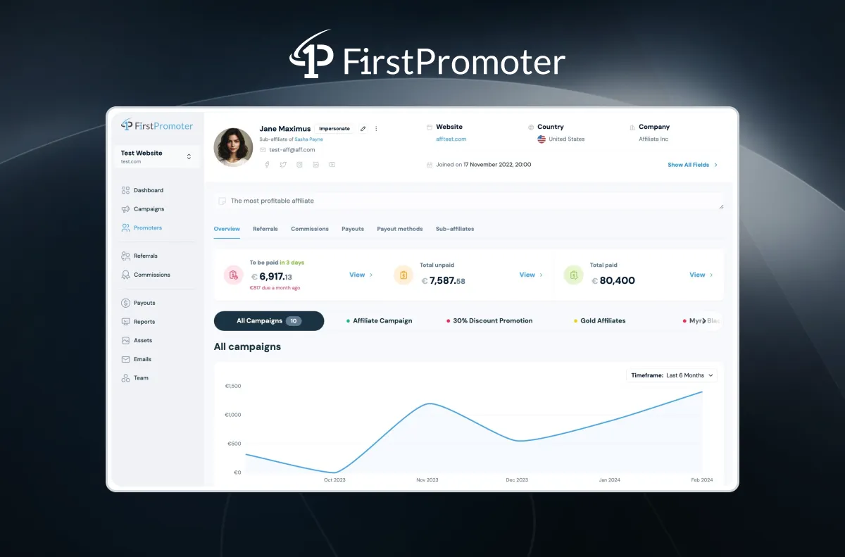 FirstPromoter promoter dashboard